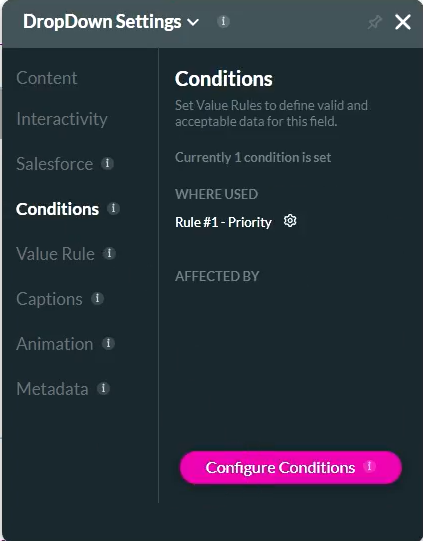 Condition tab