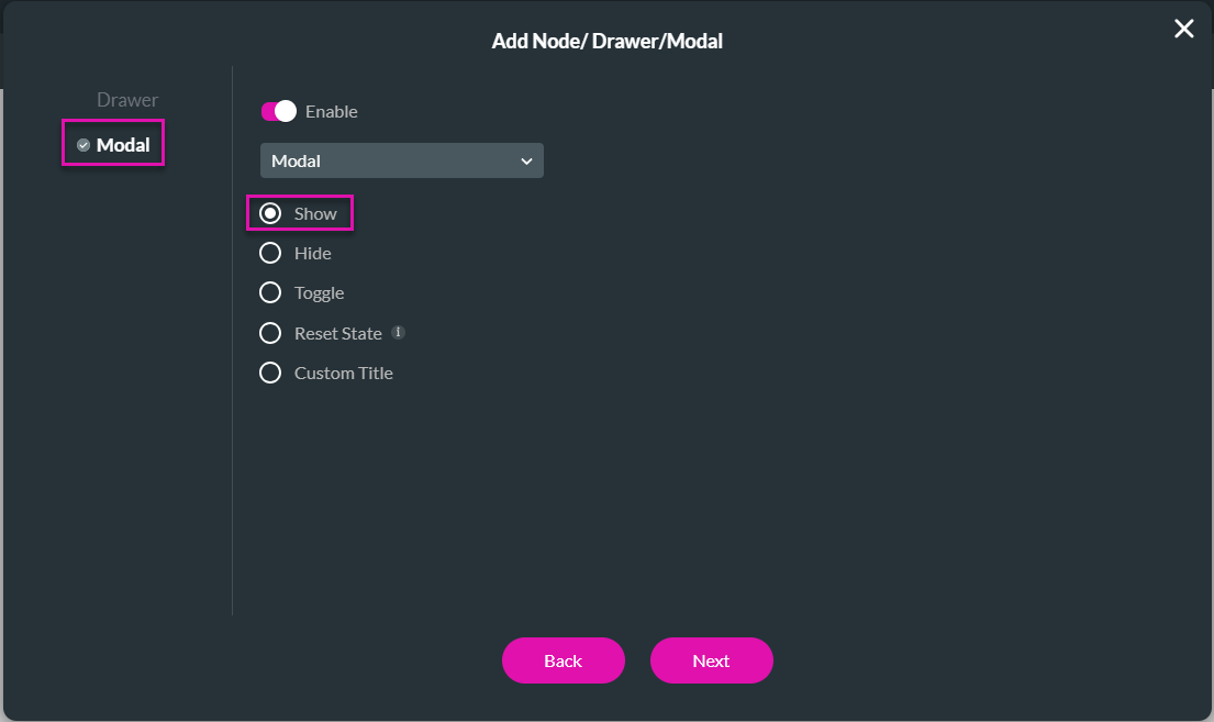 modal configuration 