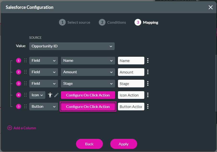 mapping > configure on click action 