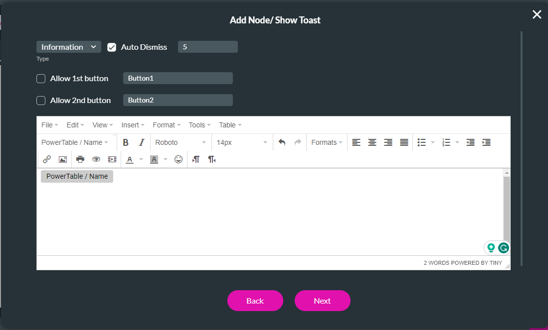 configured toast 