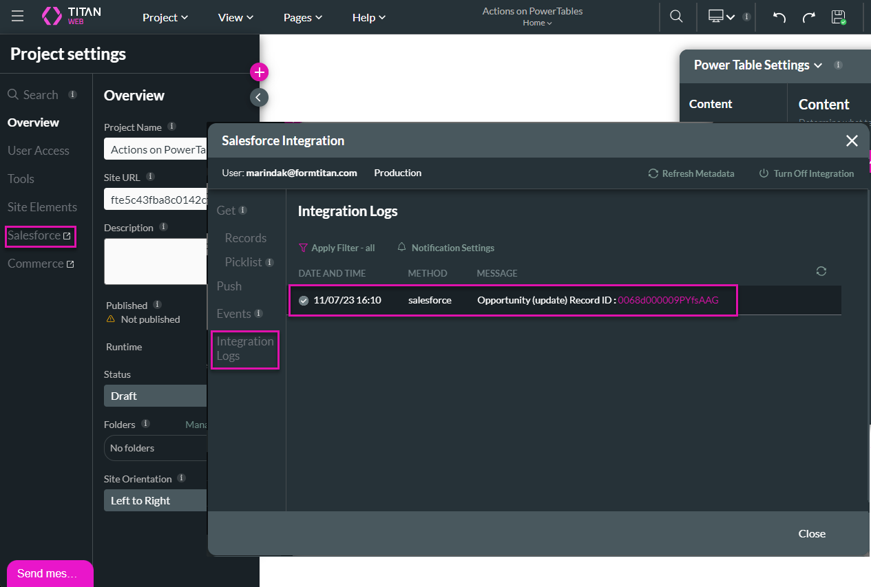 integration logs 