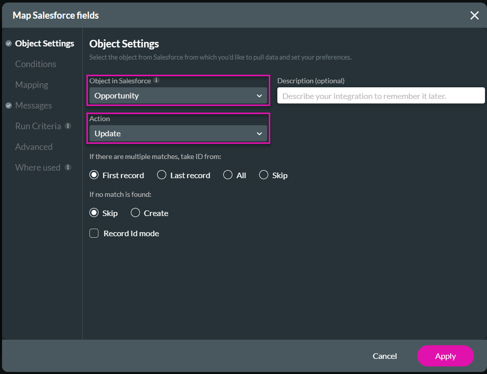 map salesforce fields > object settings 