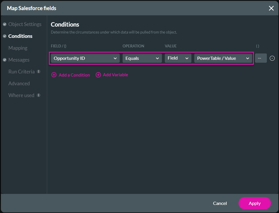 map salesforce fields > object settings 