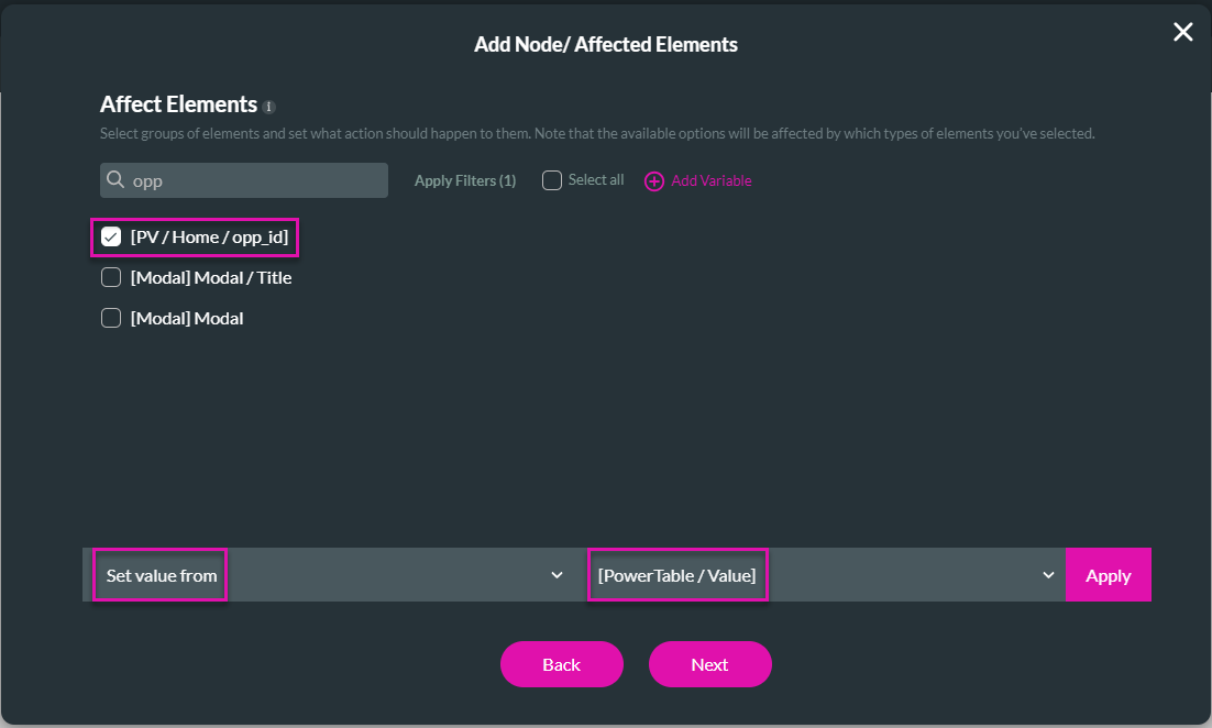 affected element config 