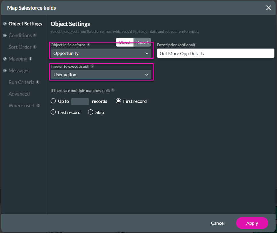 map salesforce fields > object settings 