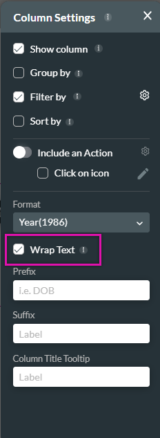 wrap text function