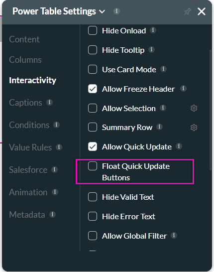 Float Quick Update Buttons 