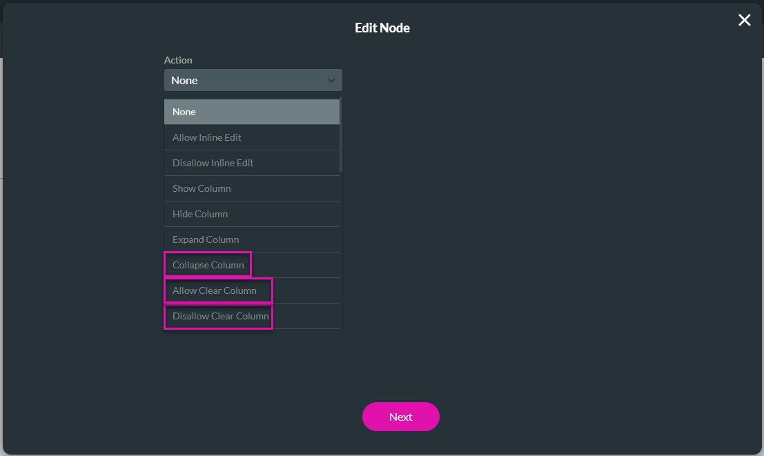 edit node > actions drop down 