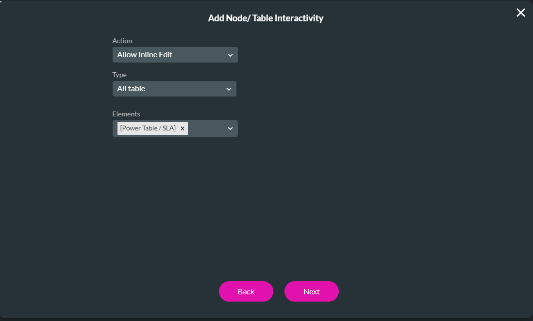 add node / table interactivity