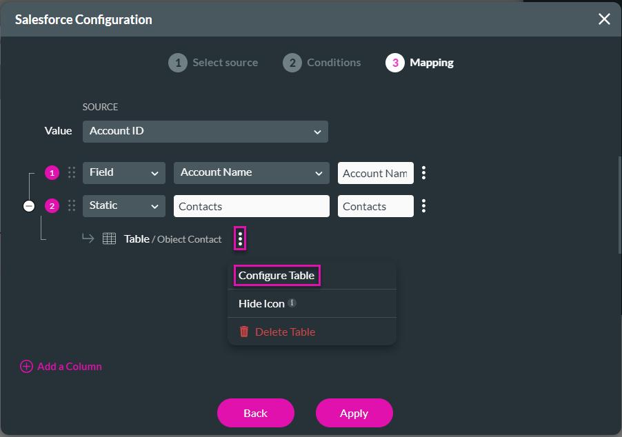 salesforce configuration > mapping 