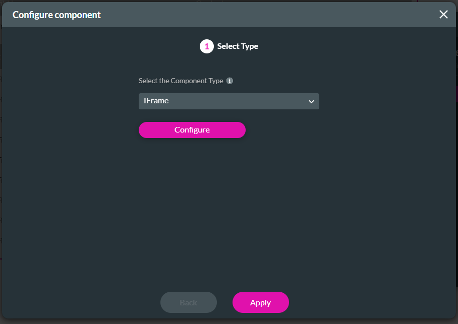 configure component > select type 