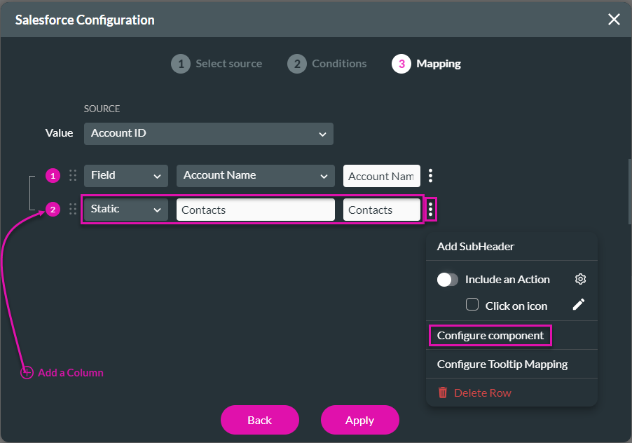 salesforce configuration > mapping > kebab 